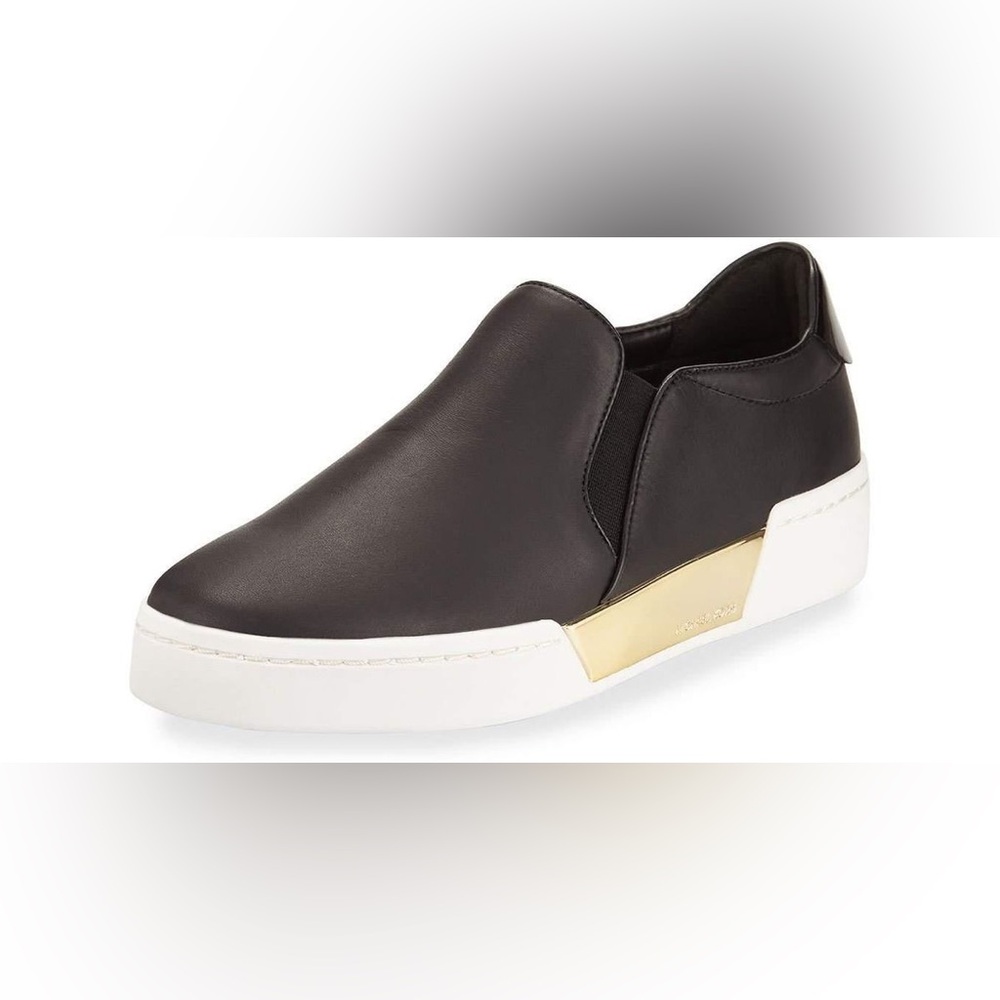 Michael KORS BRENDEN MK Black Gold  Slip On Platform Sneakers, 7M,37
